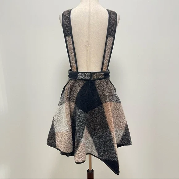 RARE 2010 3.1 Phillip Lim Trapezoid Leather Binding Brown Plaid Skirt Size 6 - Picture 9 of 15